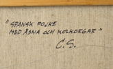 Carsten Ström, ''Spansk pojke med åsna och kolkorgar'', olja på duk, signerad.