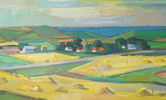 Gerhard Wihlborg, ''Mognande fält, Hammar'', olja på duk, signerad.