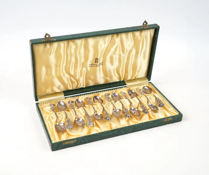 Kaffeskedar, 12 st, silver, ''Rosen'', 1955.