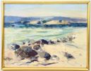 Bengt Andersson, "Vid stranden", olja på pannå, signerad.