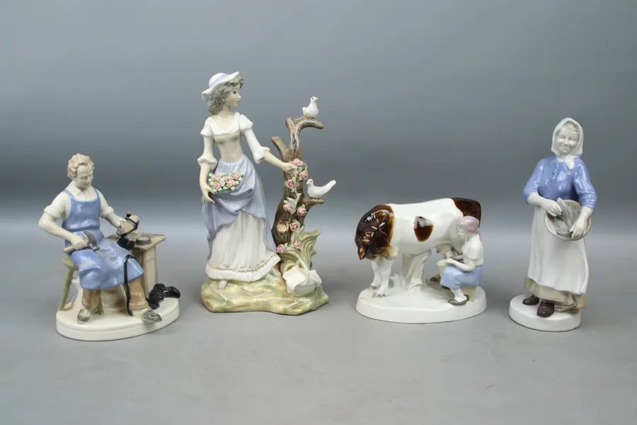 Figuriner, 4 st, porslin, bl.a Tengra.