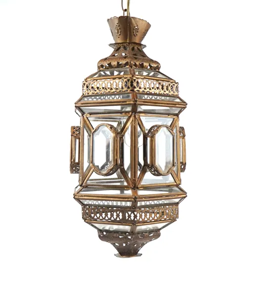 Taklampa, glas/metall.