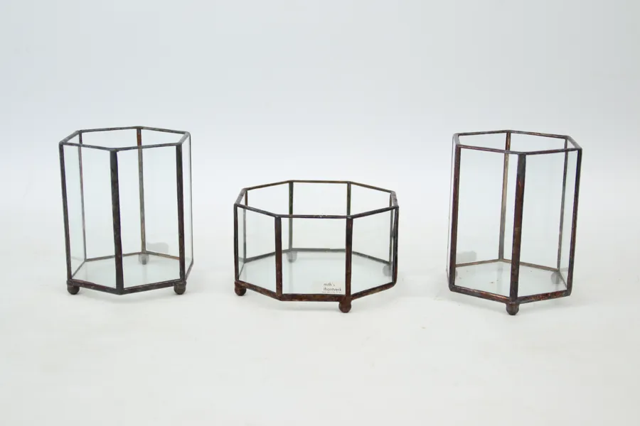 Ljuslyktor, metall/glas, Smith´s Konsthantverk.