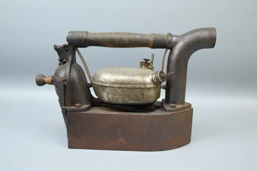 Strykjärn, fotogendrivet, gjutjärn, Rex Patent.