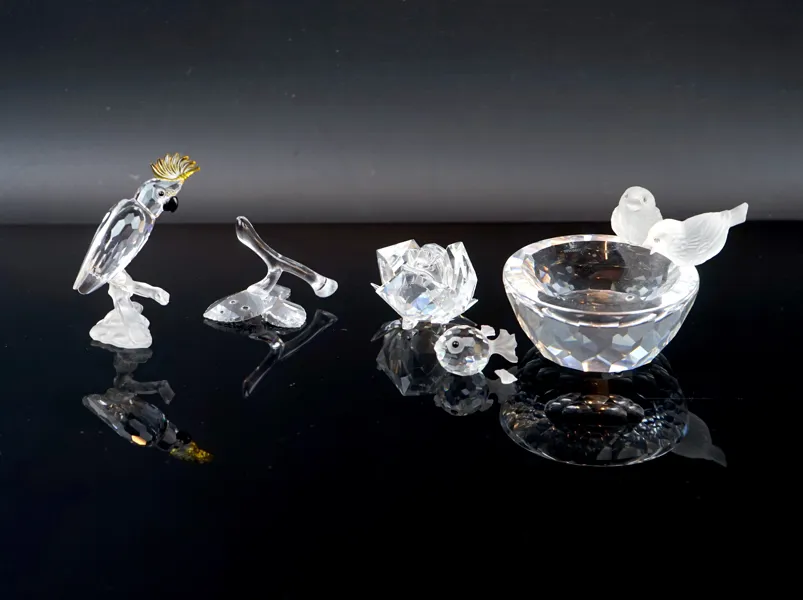 Figuriner, 5 st, glas, Swarovski