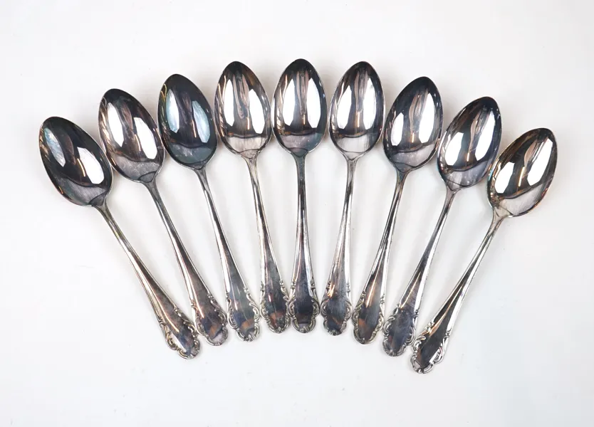Matskedar, 9 st, silver, ''Haga''.