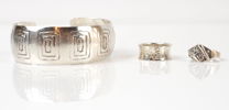 Armring och ringar, 3 delar, silver.