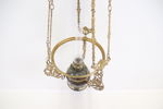Takfotogenlampa, metall/majolika/glas.