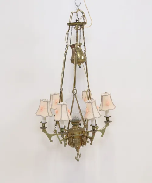 Fotogentaklampa, 6 ljuspunkter, metall/glas.