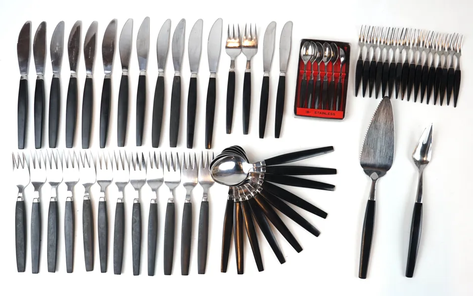 Bestickservisdelar, 50 st, rostfritt stål/plast.