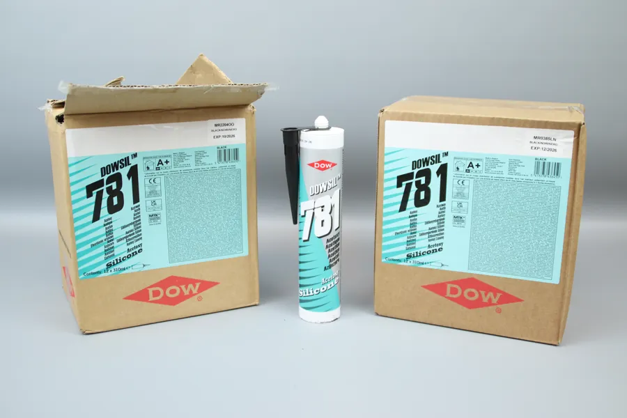 Acetat silikon, 24 tuber, svart, Dowsil 781, DOW.