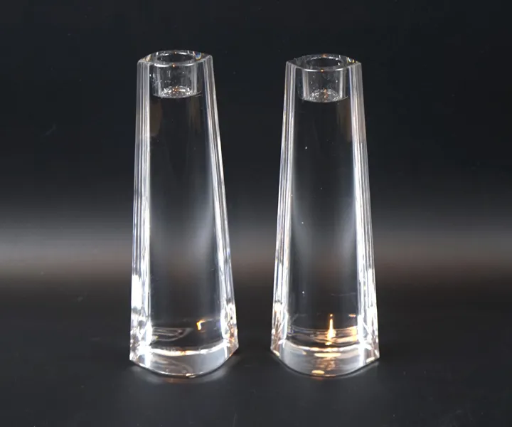 Jan Johansson, ljusstakar, ett par, glas, Orrefors, made in Germany.