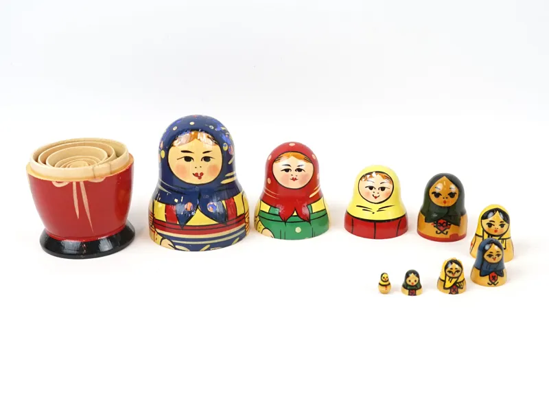Matryoshka, 10 delar, trä Ryssland, komplett, 1960-70 tal.