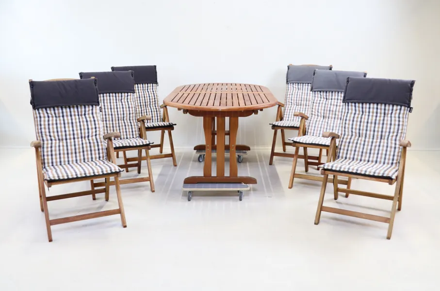Trädgårdsmöbler, 7 delar, teak/textil, Brafab.