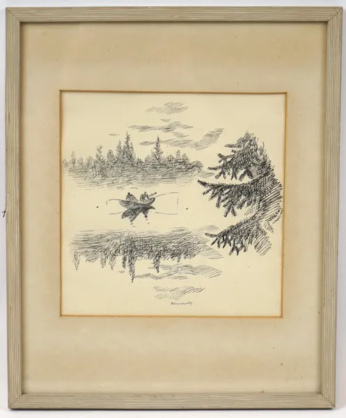 Gunnar Brusewitz, tusch, signerad.