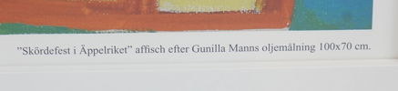 Gunilla Mann, efter, affisch, ''Skörfest i Äppleriket'', signerad.