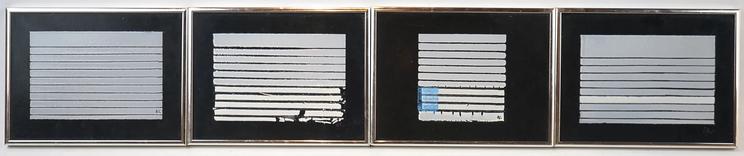 Oidentifierad konstnär, emalj på plåt, 4 st, monogramsignerade A.C.