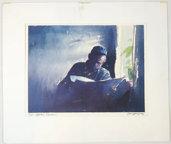 Sten Hammar, "Gubben Larsson", litografi 21/25, signerad, 1999.