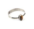 Armring, stel, silver med tigeröga,