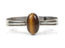 Armring, stel, silver med tigeröga,