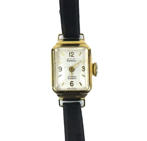 Armbandsur, dam, Eweco, 14 K guld, 17 rubis, incabloc.