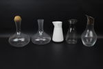 Karaffer, 5 st, glas/keramik/metall, bl.a Georg Jensen.