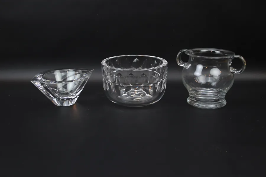 Skålar, 3 st, glas, bl.a Signe Persson Melin, Boda.