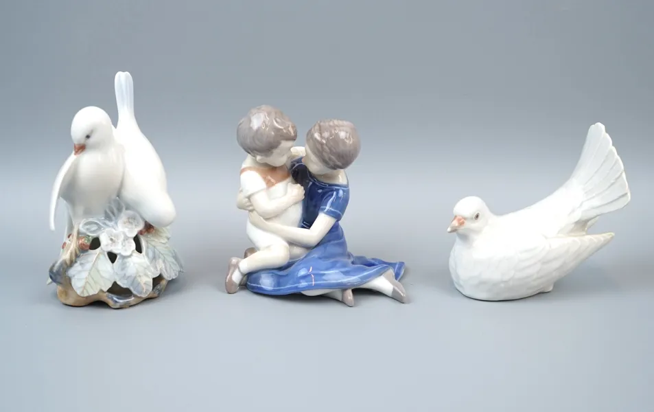 Figuriner, 3 st, porslin, Royal Copenhagen och Bing&Gröndahl.