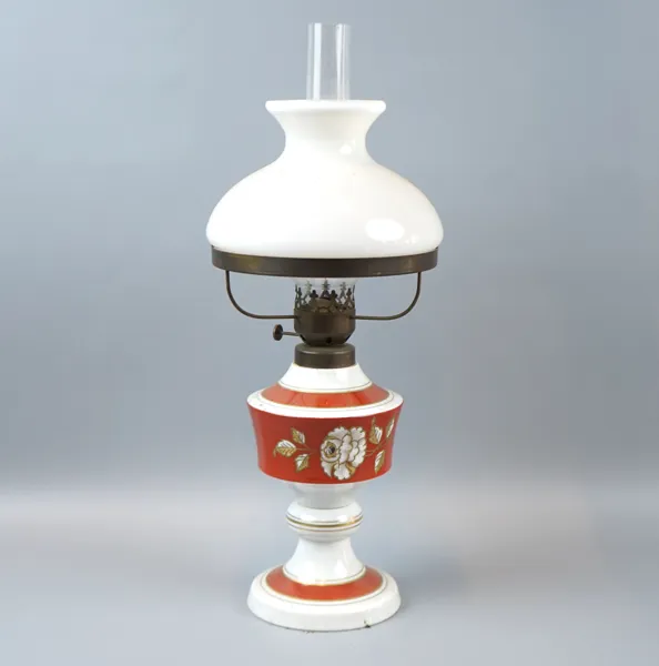Fotogenlampa, glas/porslin, Wallendorf.