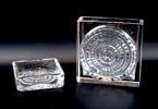 Bengt Edenfalk, skål och vas, glas, ''Spectra 5 och 6'', Skrufs Glasbruk, signerade.