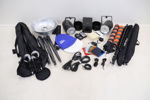 Fotoutrustning, ett parti, bl.a ett par lampor, Bowens Monolite 400E.