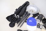 Fotoutrustning, ett parti, bl.a ett par lampor, Bowens Monolite 400E.