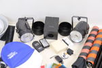 Fotoutrustning, ett parti, bl.a ett par lampor, Bowens Monolite 400E.