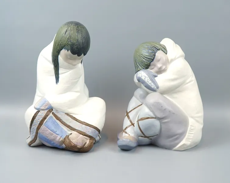 Figuriner, 2 st, eskimåer, porslin, Lladro.