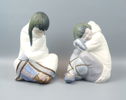 Figuriner, 2 st, eskimåer, porslin, Lladro.