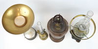 Fotogenlampor med mera, 4 st, metall/glas/plast.