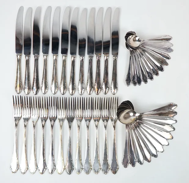 Bestickservis, 48 delar, nysilver, ''Leckö''.