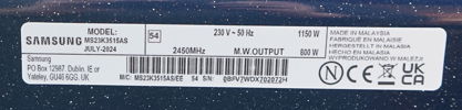 Microvågsugn, Samsung MS23K3515AS.
