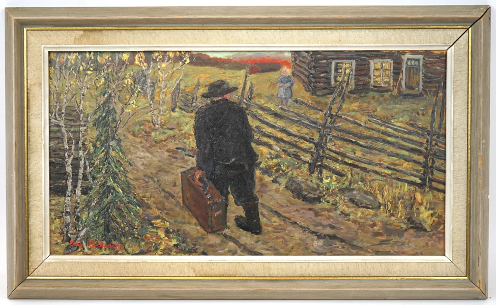 Erik Eriksson, olja på pannå, signerad.