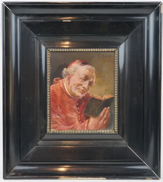 C. Huber, olja på pannå, signerad.