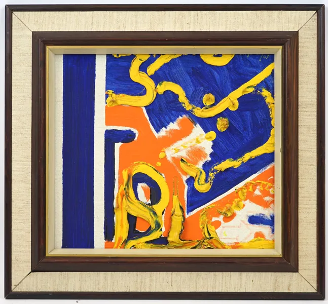 Gösta Nydahl, ''Svenskt'', olja på duk, signerad a tergo, 1967.