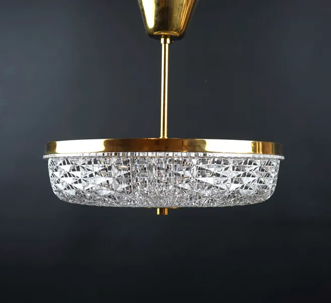 Carl Fagerlund, takplafond, glas/mässing, Orrefors, 1950/60-tal.