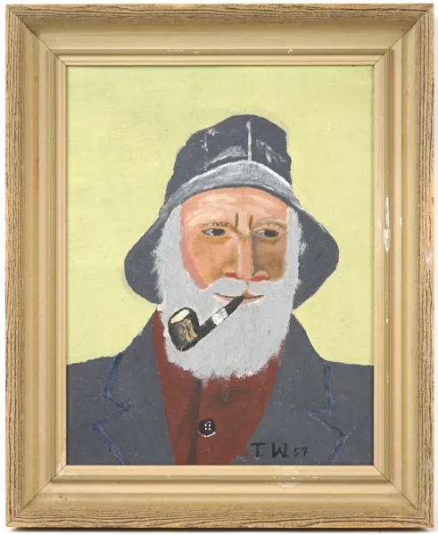 Oidentifierad konstnär, olja på duk, monogramsignerad T.W., 1957.
