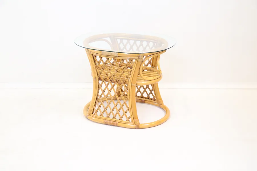 Soffbord, bambu/glas.