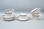 Stig Lindberg, kaffeservis, 6 delar, benporslin, "Spisa Ribb", Rörstrand.