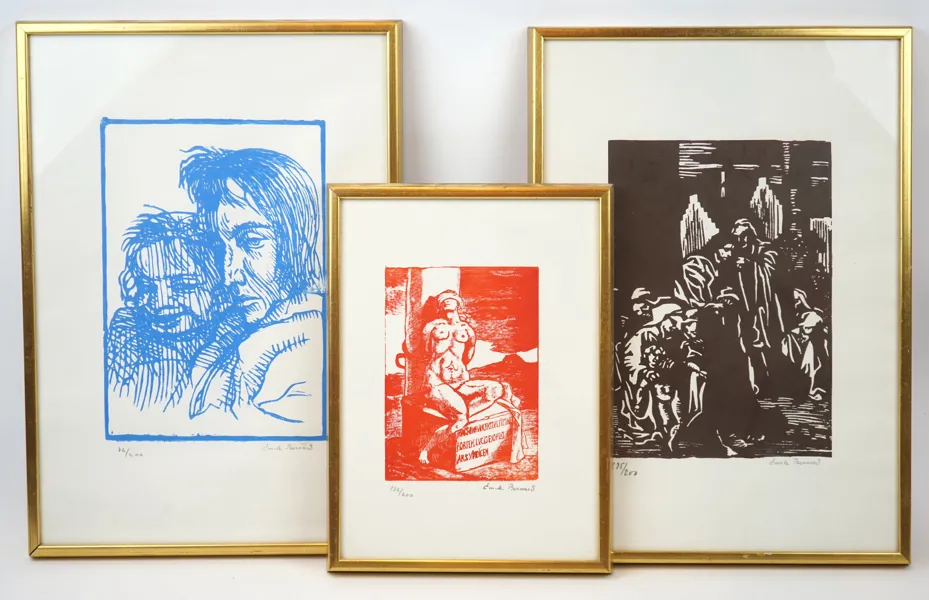 Émile Bernard, träsnitt, 3 st, signerade.