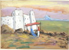 Åke Thorpe, ''Gammalt ökenfort Algier'' gouache, signerad.