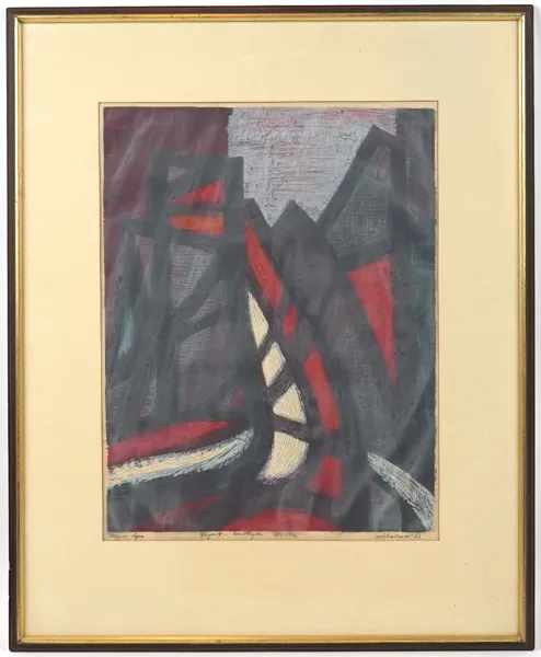 Arno Vihalemm, ''Klippor, vågen'', färgsnitt 37/37, signerad, 1963.