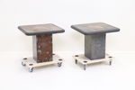 Sidobord, 2 st, sten/metall.