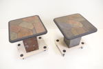 Sidobord, 2 st, sten/metall.